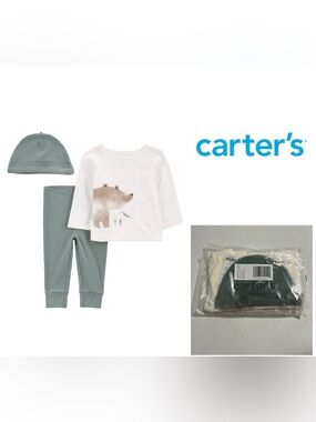 🆕CARTER’S - 6M - NWT - INFANT BOYS 3PC WOODLAND BEAR OUTFIT SET